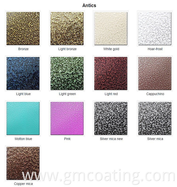 silver copper gold bronze powder coating